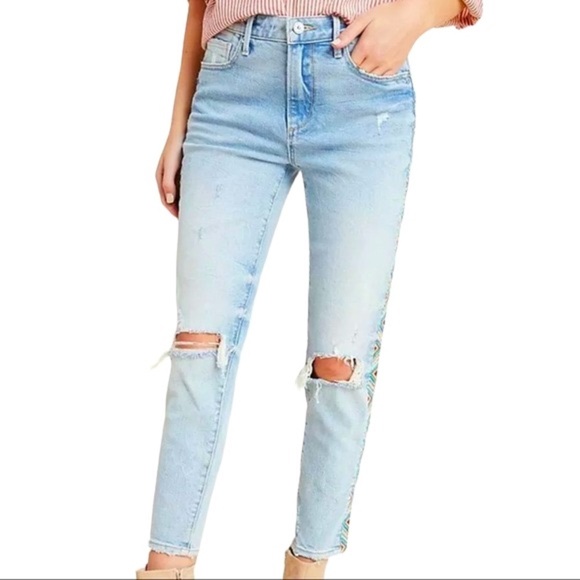 Driftwood x Free People Gizelle 27 High-Rise Embroidered Skinny Jeans New - Picture 9 of 15